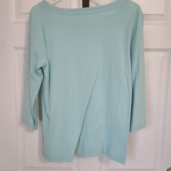 (1371) Croft and Barrow Woman's Long Sleeve Blouse, Size: Medium, Light Blue - Picture 9 of 11